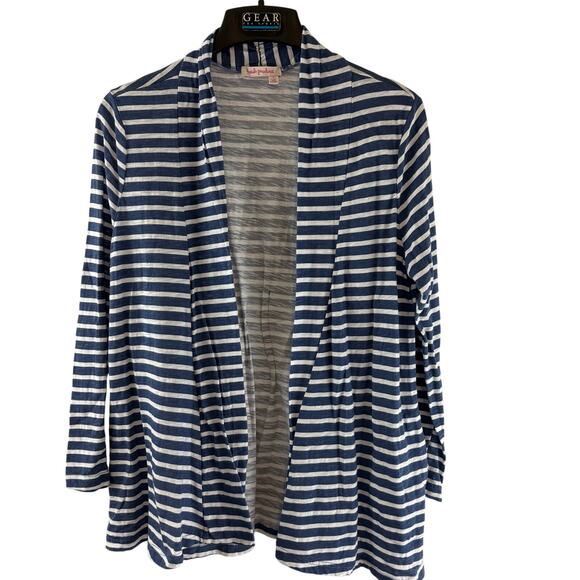 Fresh Produce Weekender Open Front Striped Nautical Blue White Large - Picture 1 of 7